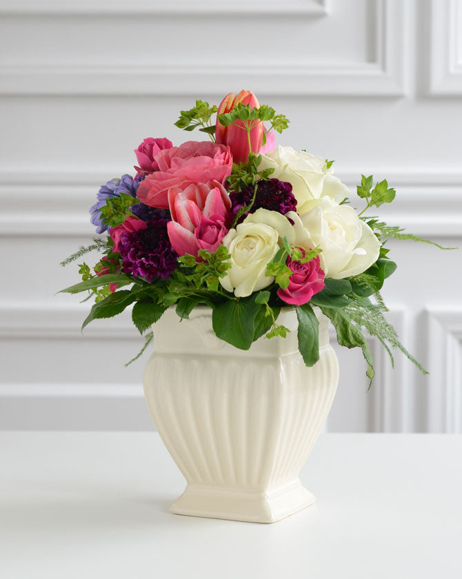CERAMIC-VASE スクエアフラワーベース 2色 122-922