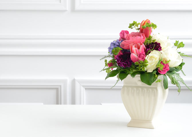 CERAMIC-VASE スクエアフラワーベース 2色 122-922