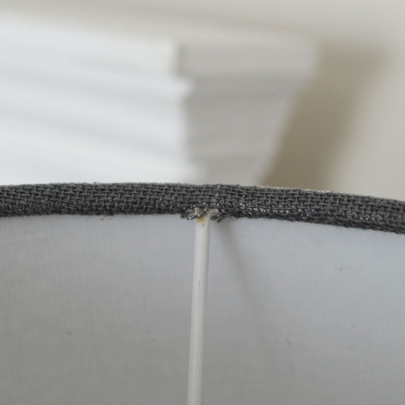 Rustic Linen ラウンドランプシェード付シルバーテーブルランプ A00005196 145904915