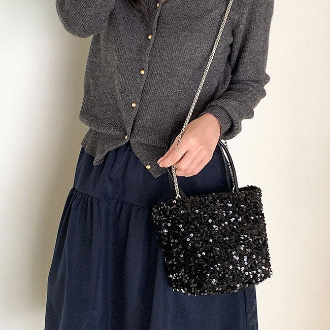 スパンコール・トートバッグ&ショルダーバッグ Mサイズ 4色 cc-spantote