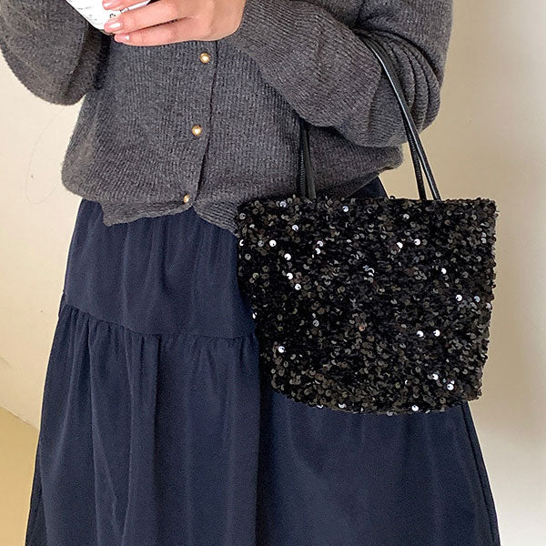 スパンコール・トートバッグ&ショルダーバッグ Mサイズ 4色 cc-spantote