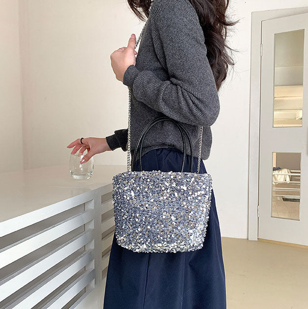 スパンコール・トートバッグ&ショルダーバッグ Mサイズ 4色 cc-spantote