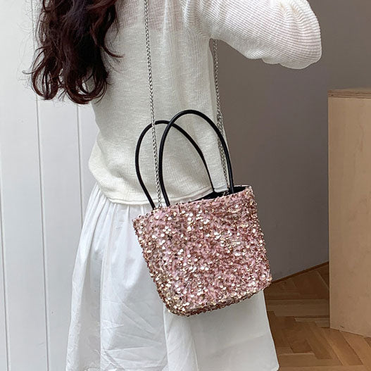 スパンコール・トートバッグ&ショルダーバッグ Mサイズ 4色 cc-spantote