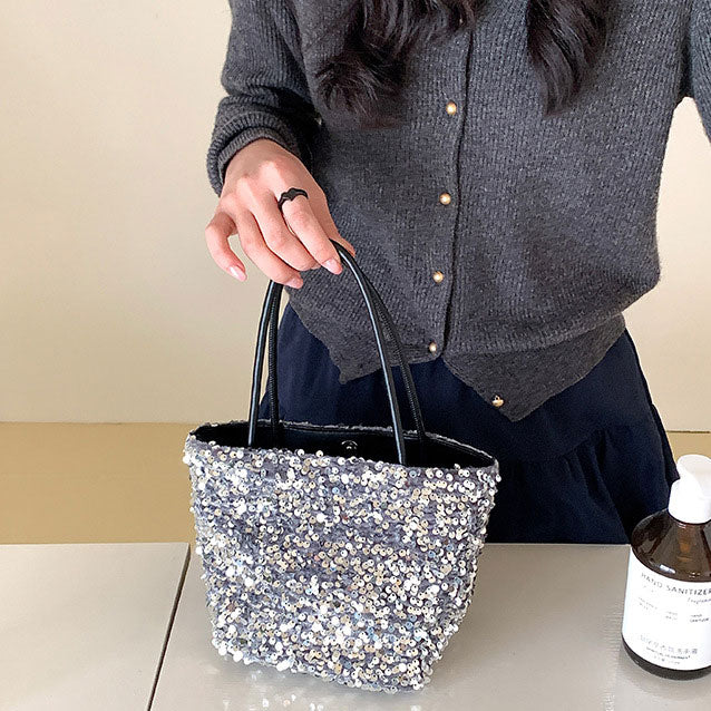スパンコール・トートバッグ&ショルダーバッグ Mサイズ 4色 cc-spantote