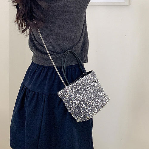 スパンコール・トートバッグ&ショルダーバッグ Mサイズ 4色 cc-spantote