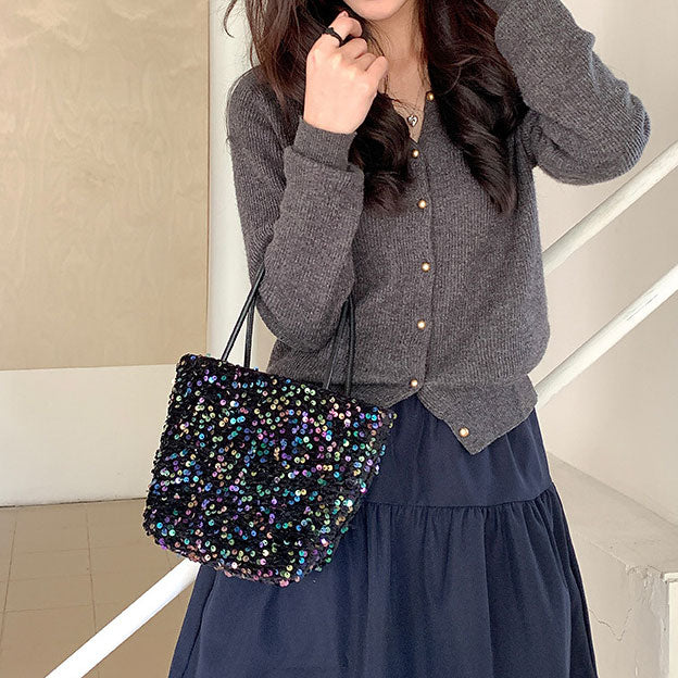 スパンコール・トートバッグ&ショルダーバッグ Mサイズ 4色 cc-spantote