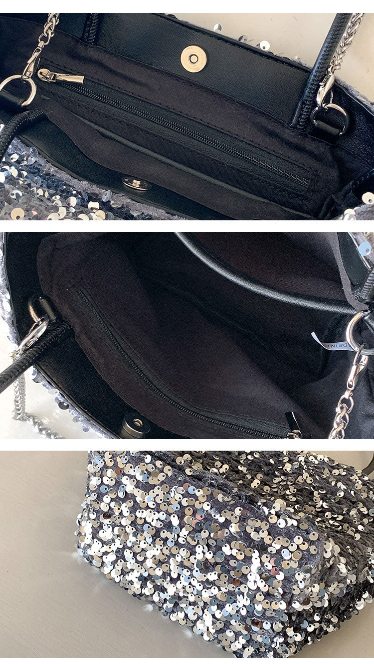 スパンコール・トートバッグ&ショルダーバッグ Mサイズ 4色 cc-spantote