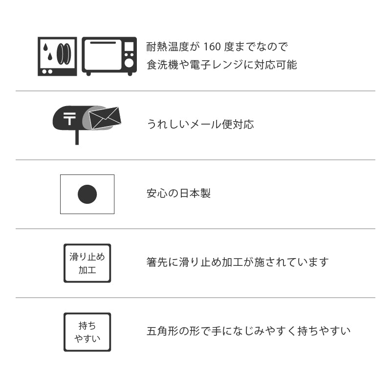 【メール便可】【クリックポスト便可】五角箸 PBT樹脂 4色 5-1077