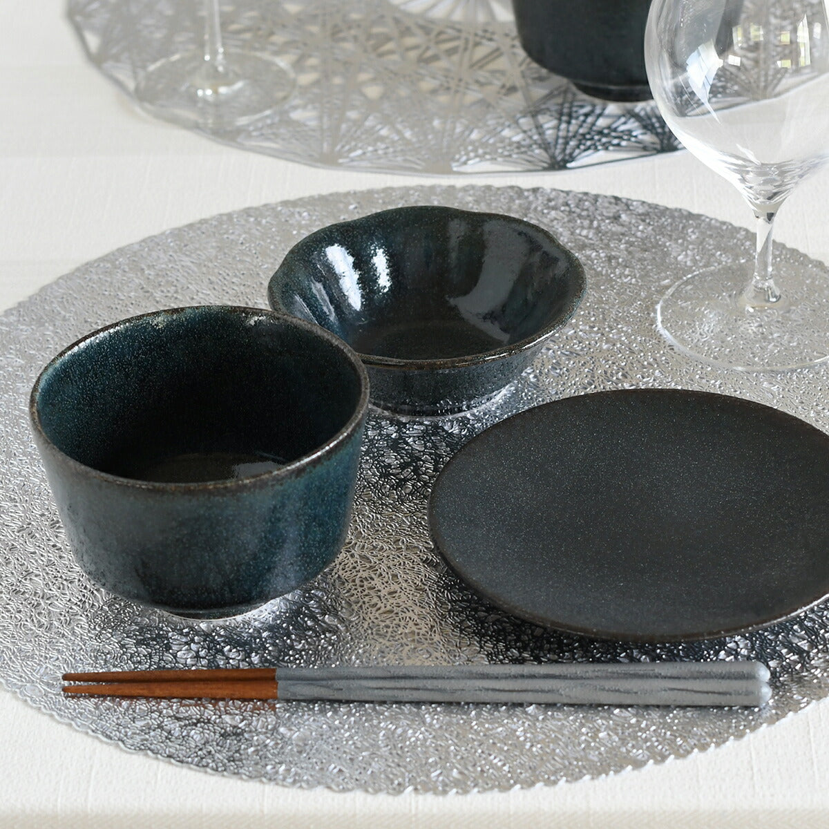 【取り寄せ商品】和 WA-ware 3.8花型丼 藍潤(うるみ)【日本製】 08200238
