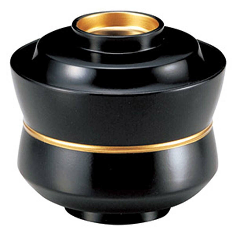 【取り寄せ商品】越前漆器 3.2寸杵型椀 黒つば金ライン 67901-560
