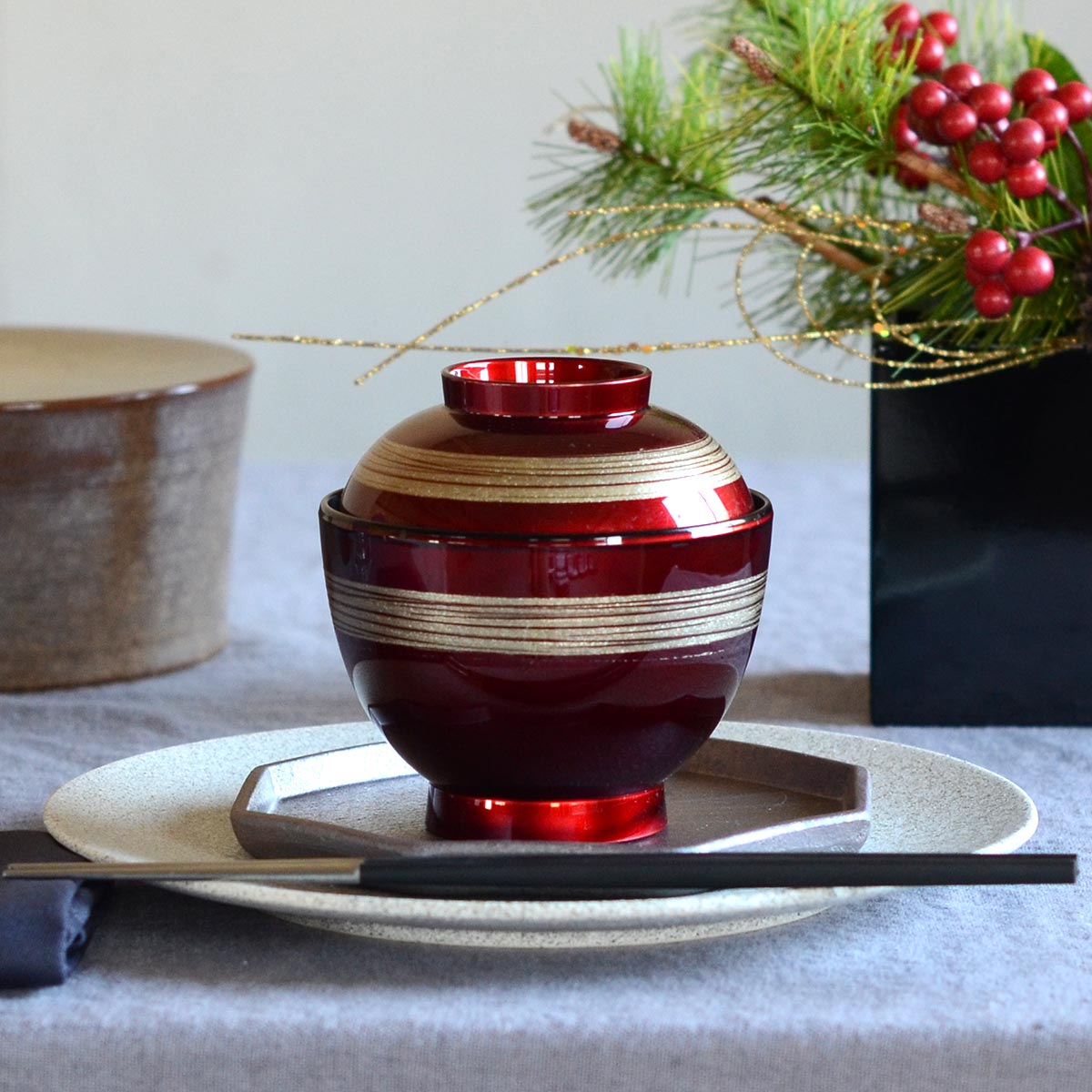 【取り寄せ商品】.5寸 玉子椀 ワイン/銀かすり