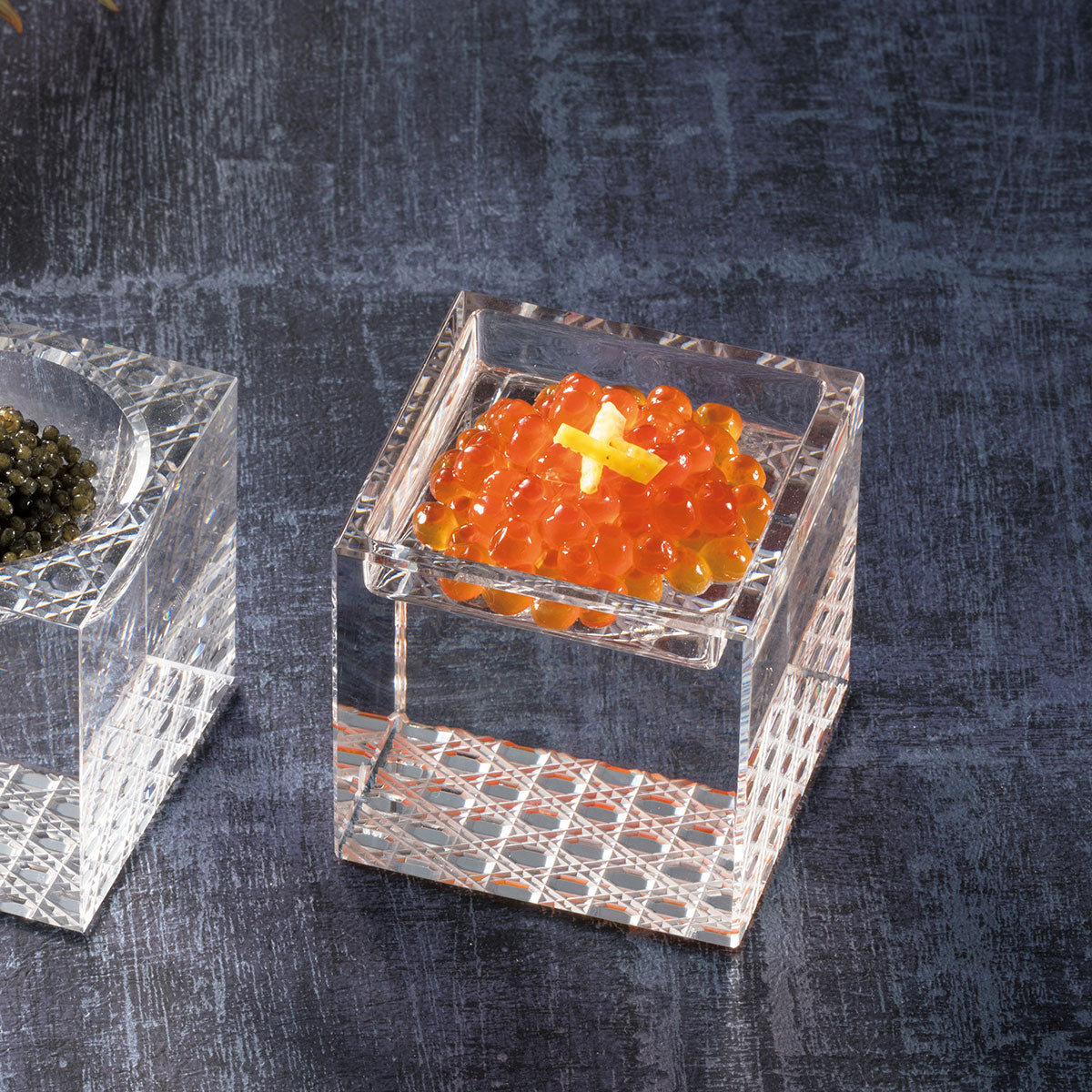 【取り寄せ商品】用美 YOUBI 珍味入 クリスタルキューブ スクエアホール 26302