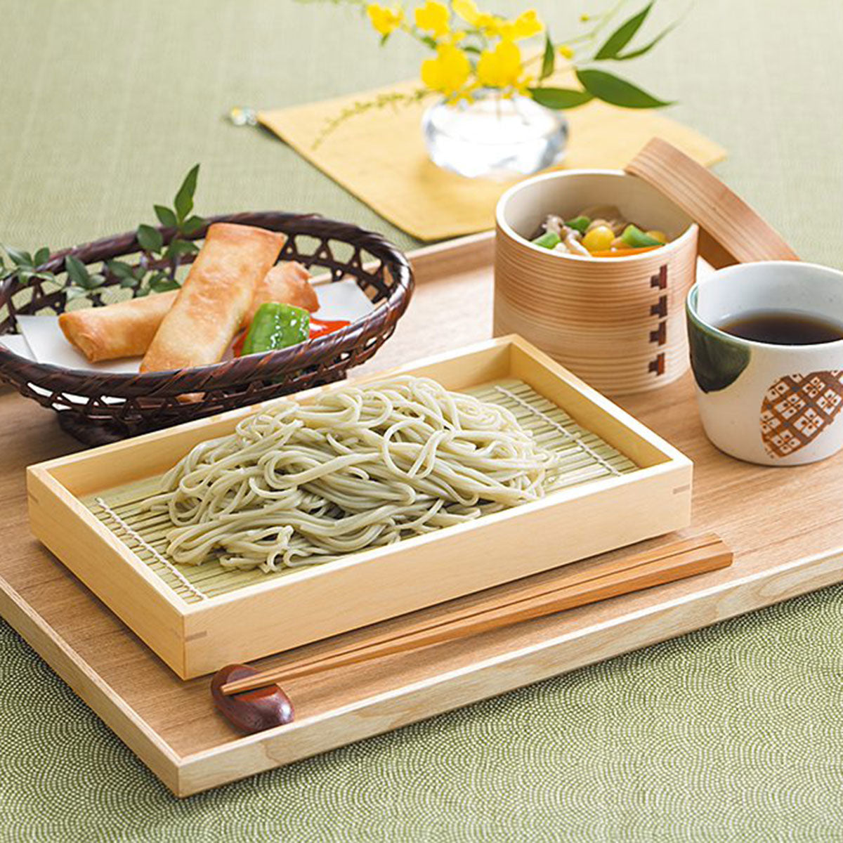 【取り寄せ商品】用美 YOUBI そば器 創・長角盛皿 クリアー + 竹すだれ付き 38514