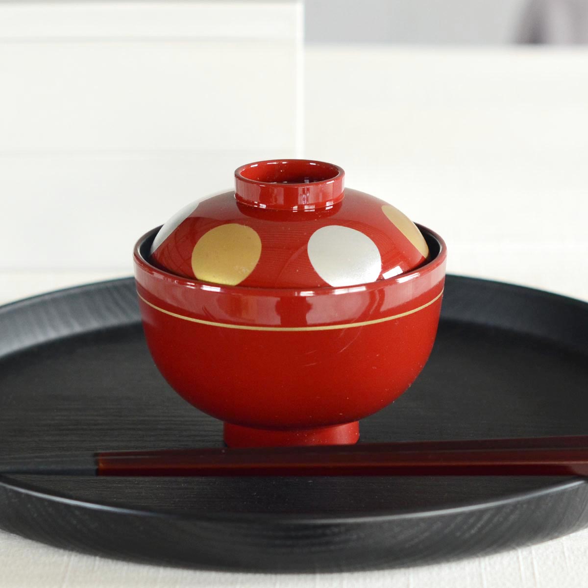 【取り寄せ商品】漆器椀 麻呂小吸椀 朱日月 179 5-205-3