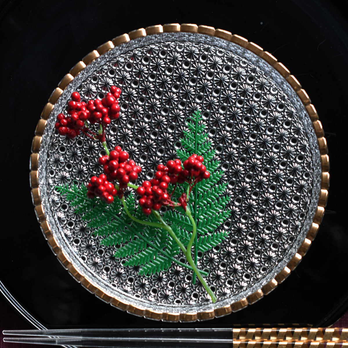 菊籠目 切立 190 クリア＆金付 – 【ONLINE SHOP 本店】Queen Ann 食器