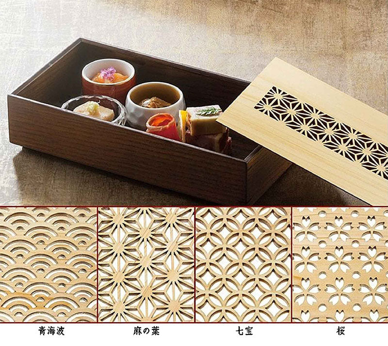 ひのき細密料理箱 クリアー 蓋付セット 4タイプ 3803 17-133