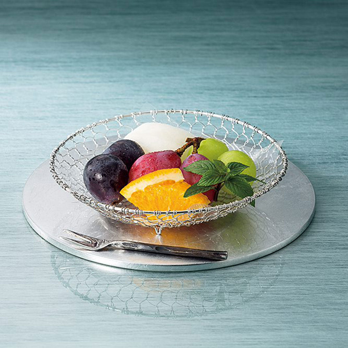 【取り寄せ商品】用美 YOUBI ステンレス手編み篭 小 23988