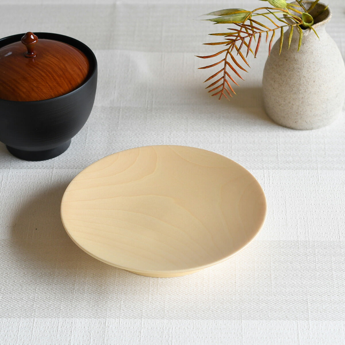 【取り寄せ商品】栃・高台付丸皿(クリアー) 38023