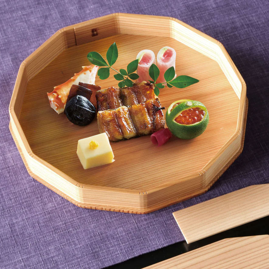 【取り寄せ商品】木曽杉・十二角皿 八寸 (EXP塗装加工) 38102