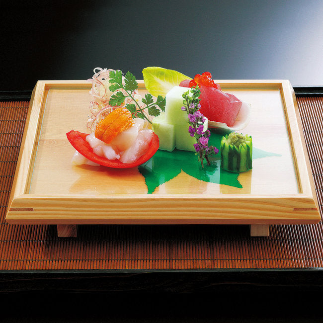 【取り寄せ商品】ひのき前菜皿 大(ガラス付)
