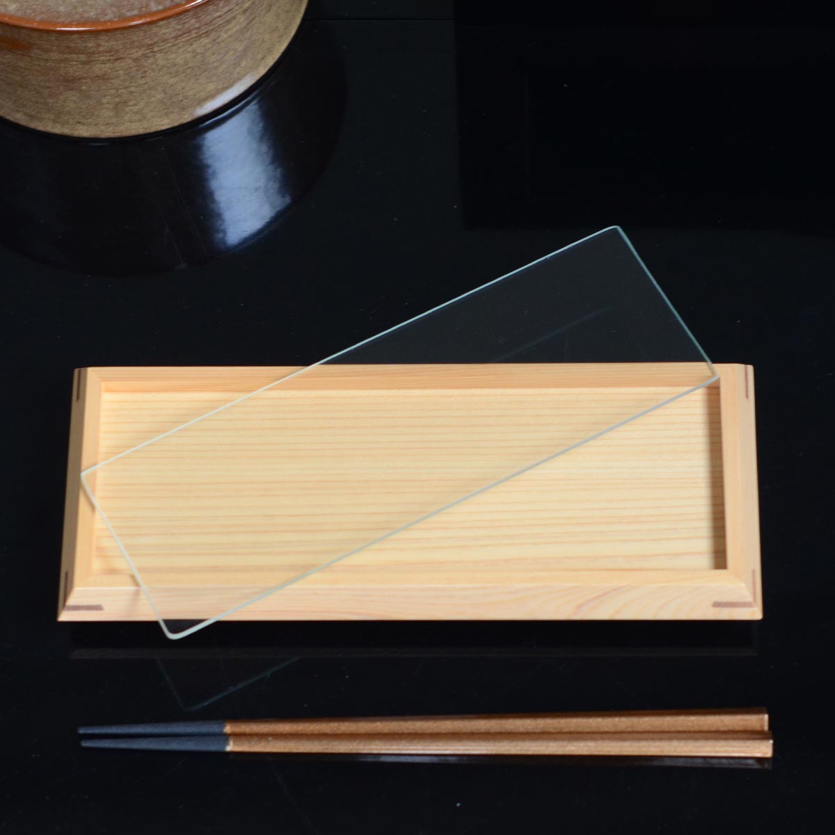 【取り寄せ商品】ひのき前菜皿 小(ガラス付)38474