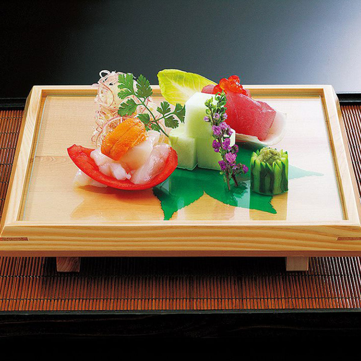 【取り寄せ商品】7寸正角前菜皿(ガラス付) 38486