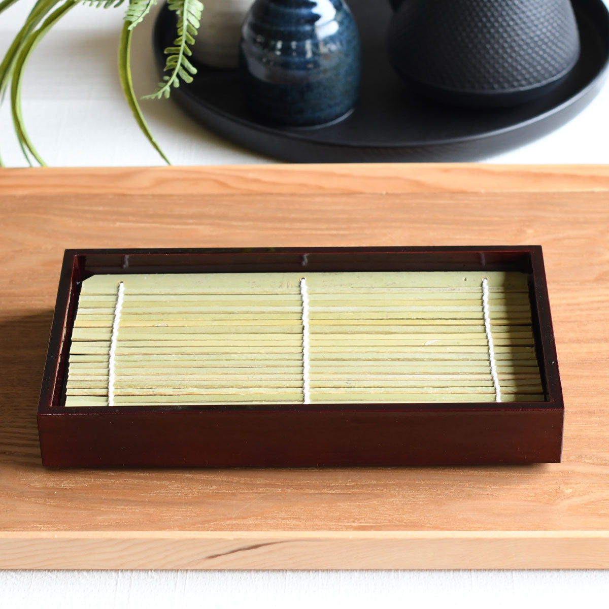 【取り寄せ商品】用美 YOUBI そば器 創・長角盛皿 溜塗 竹すだれ付き 38517