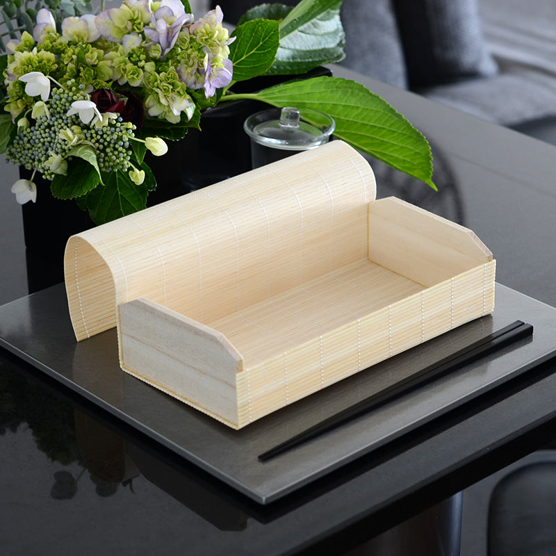 新すだれ弁当 無地 大 紐付 2色 38558 17-091-05