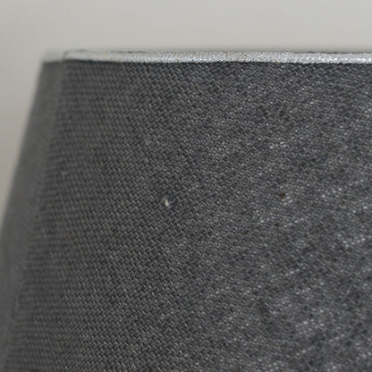Rustic Linen ラウンドランプシェード付シルバーテーブルランプ A00005196 145904915