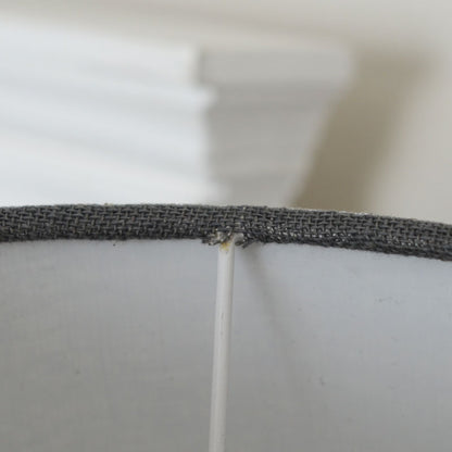 Rustic Linen ラウンドランプシェード付シルバーテーブルランプ A00005196 145904915