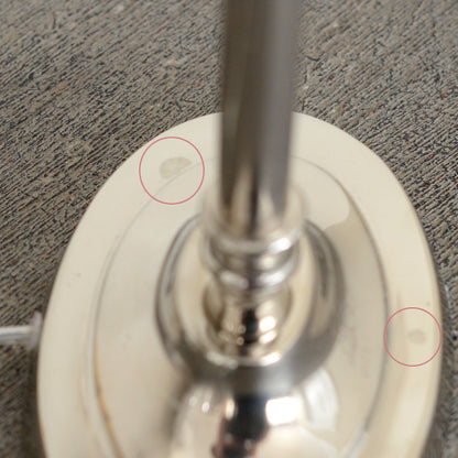Rustic Linen ラウンドランプシェード付シルバーテーブルランプ A00005196 145904915