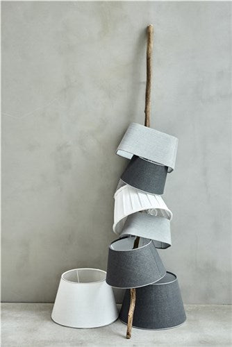 Rustic Linen ラウンドランプシェード付シルバーテーブルランプ A00005196 145904915
