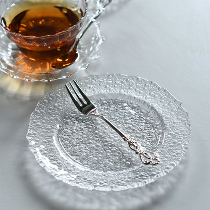 レリーフ模様のガラスプレート 中皿 15cm 3柄