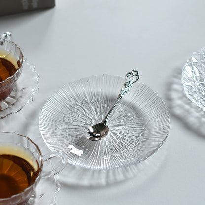 レリーフ模様のガラスプレート 中皿 15cm 3柄