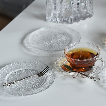 レリーフ模様のガラスプレート 中皿 15cm 3柄