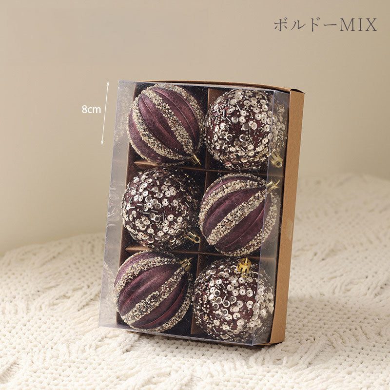 ボールオーナメント　80mm　6個セット　9色　cc-ball8-6set