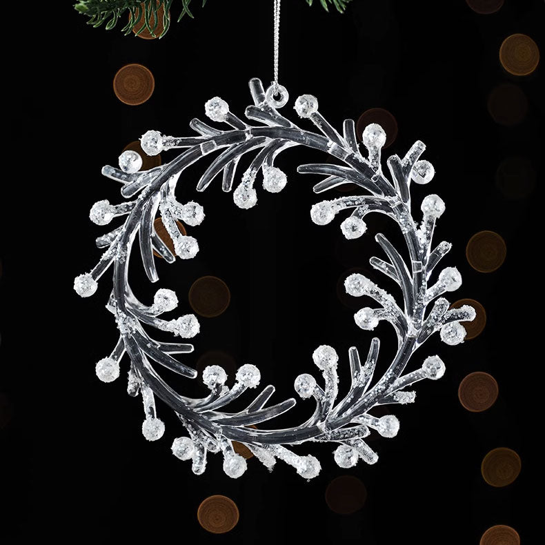 クリアオーナメント リース クリスマスツリー クリスマス 飾り オーナメント 装飾 ツリー おしゃれ 北欧 装飾品 店舗 ディスプレイ ハンドメイド xmas christmas くりすます クりスマス 透明 クリア リース 上品 エレガント