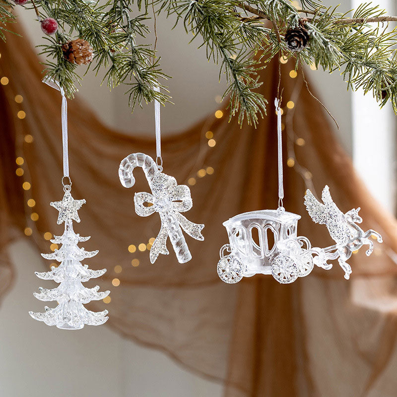 クリアオーナメント 馬車 クリスマスツリー クリスマス 飾り オーナメント 装飾 ツリー おしゃれ 北欧 装飾品 店舗 ディスプレイ ハンドメイド xmas christmas くりすます クりスマス 透明 クリア 馬車 ペガサス 上品 エレガント