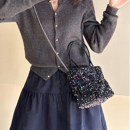 スパンコール・トートバッグ＆ショルダーバッグ Mサイズ ４色　cc-spantote