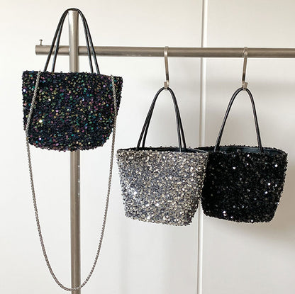 スパンコール・トートバッグ＆ショルダーバッグ Mサイズ ４色　cc-spantote