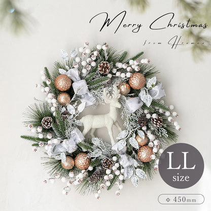 クリスマスリース　ホワイト・レインディア　LLサイズ　cc-00016