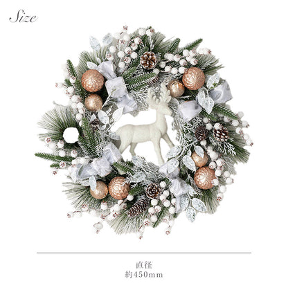 クリスマスリース　ホワイト・レインディア　LLサイズ　cc-00016