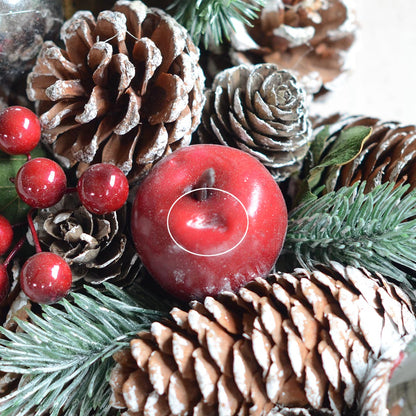 リボンリース ホワイトパイン＆ネイビーボール 35cm r32m