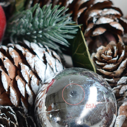 リボンリース ホワイトパイン＆ネイビーボール 35cm r32m