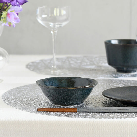 【取り寄せ商品】和 WA-ware 3.8花型丼 藍潤(うるみ)【日本製】　08200238