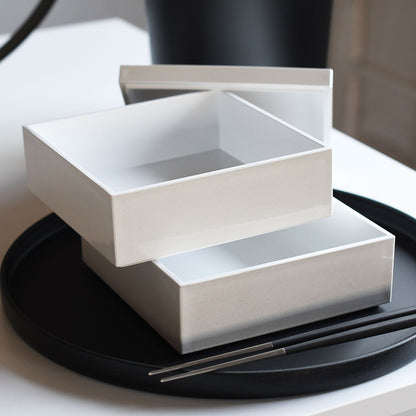 【取り寄せ商品】 越前漆器 5寸大和重 白パール（内白生地） 2段　69506-2