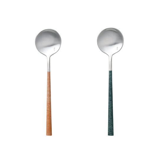 【取り寄せ商品】【メール便可】【クリックポスト便可】 POLA Marble デザートスプーン　2色（マット/キャメルブラウン、マット/フォレストグリーン）【ポルトガル製】　BI309-DS/BI409-DS