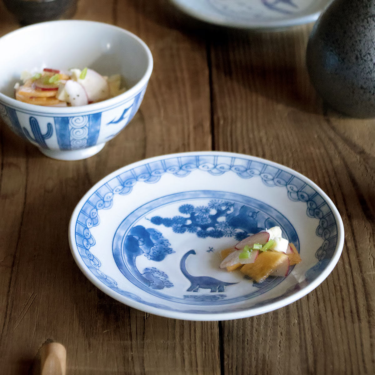 江戸っ子恐竜 竜山水 銘々皿【日本製 美濃焼】