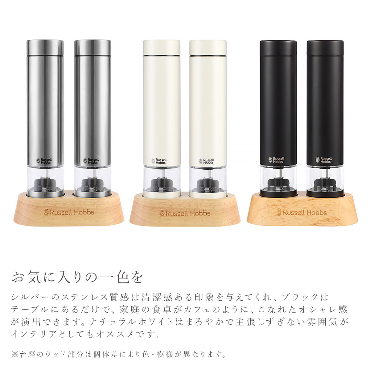 【2026年モデル】Russell Hobbs 電動ミル ソルト＆ペッパー・ミニ 3色【7935JP 7935JPBK 7935JPWH】