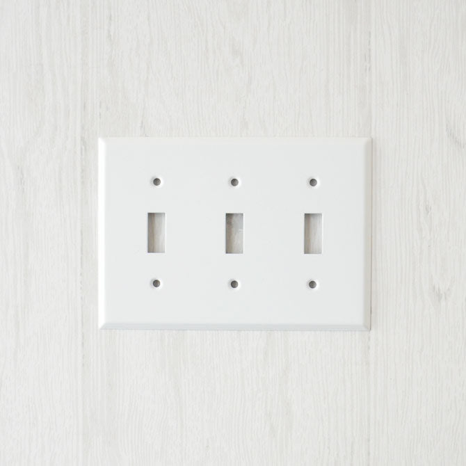 アメリカンスイッチプレート スチール製 ホワイト トリプル